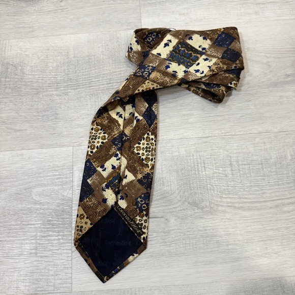 Lorenzo 1964 Silk Brown and Blue Patterned Tie - Made in Italy - Picture 8 of 11